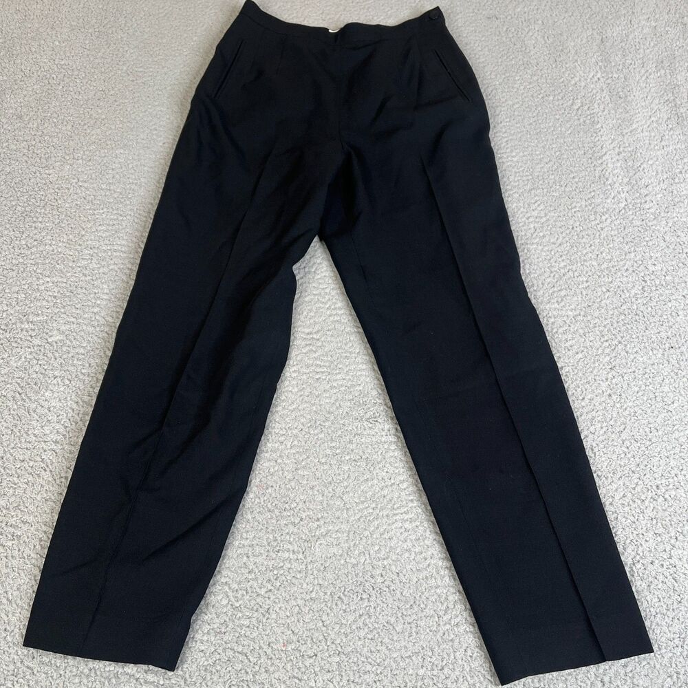 Talbots Wool Dress Pants 6 Black Side Zip High Rise Tapered Leg 26x27